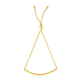 14K yellow gold curved bar lariat bracelet with adjustable chain thumbnail 1