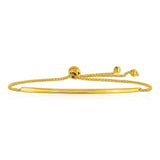 14k Yellow Gold Smooth Curved Bar Lariat Design Bracelet thumbnail 2
