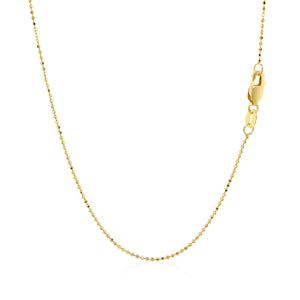 14k Yellow Gold Diamond Cut Bead Chain 1.0mm