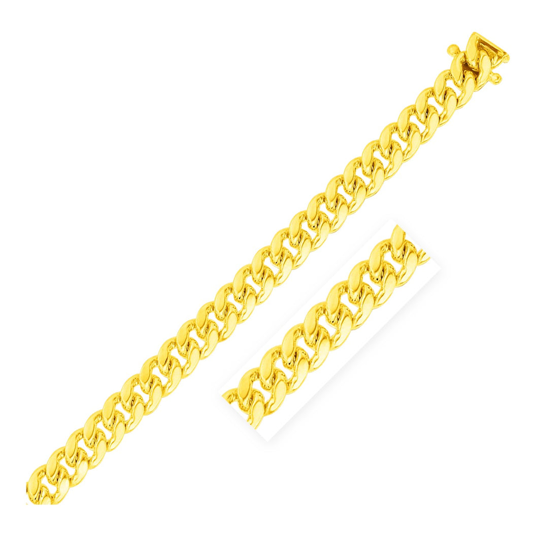 8.25mm 14k Yellow Gold Classic Miami Cuban Solid Chain