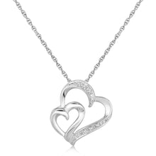 Load image into Gallery viewer, Sterling Silver Diamond Accented Dual Fancy Heart Pendant (.02 cttw)