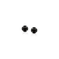 14K white gold stud earrings with 2 round black cubic zirconia stones