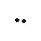 14k White Gold Stud Earrings with Black 4mm Cubic Zirconia thumbnail 1