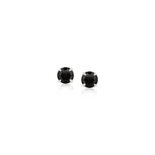 Load image into Gallery viewer, 14k White Gold Stud Earrings with Black 4mm Cubic Zirconia