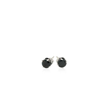 Load image into Gallery viewer, 14k White Gold Stud Earrings with Black 4mm Cubic Zirconia