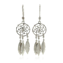 Load image into Gallery viewer, Sterling Silver Dream Catcher Dangle Earrings