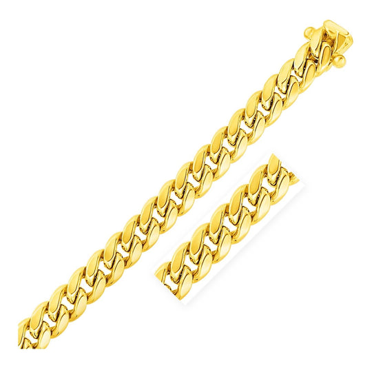 14K yellow gold 11mm Miami Cuban link bracelet with box clasp