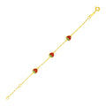 14K yellow gold children's bracelet with enameled strawberry detail
