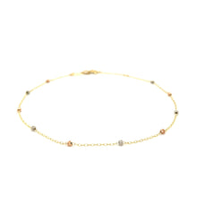 Load image into Gallery viewer, 14k Tri Color Gold Anklet with Cross
