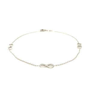 Sterling Silver Anklet with Infinity Symbols