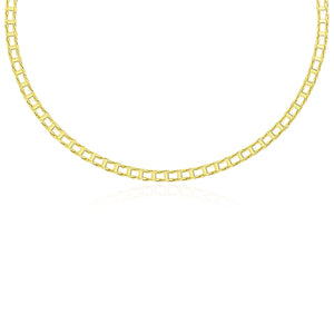 14k Yellow Gold Men's Necklace with Track Design Links