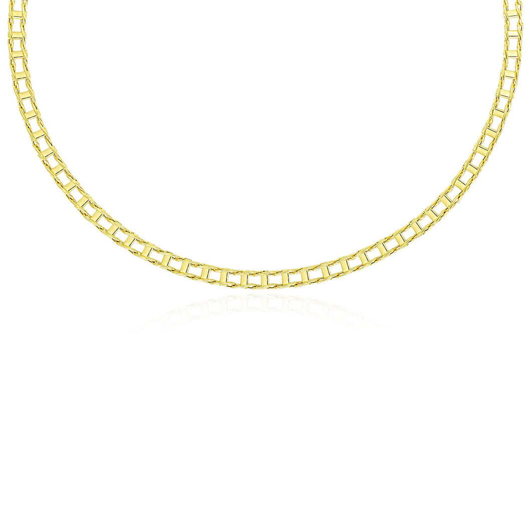 14k Yellow Gold Men's Necklace with Track Design Links