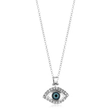 Load image into Gallery viewer, Sterling Silver Evil Eye Pendant with Cubic Zirconias