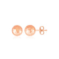 14K rose gold ball earrings with faceted textured surface