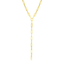 Load image into Gallery viewer, 14k Yellow Gold Paperclip Chain Lariat Necklace