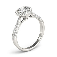 Load image into Gallery viewer, 14k White Gold Halo Diamond Engagement Ring with Pave Band (1 1/3 cttw)