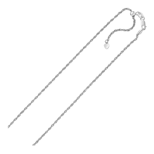 Sterling silver 1.5mm adjustable rope chain with twisted braided links