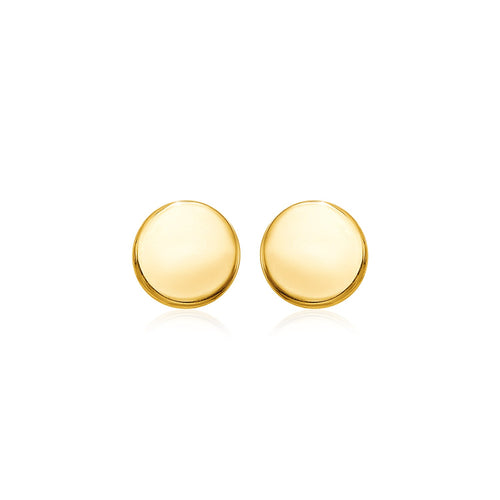 14k Yellow Gold Polished Round Post Earrings