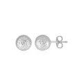 14K white gold ball earrings with crystal cut faceted texture
