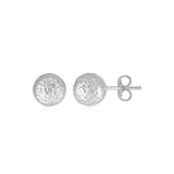 14k White Gold Ball Earrings with Crystal Cut Texture thumbnail 1