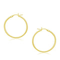 10K yellow gold polished hoop earrings, 30 mm, no stones