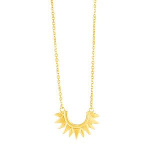 14k Yellow Gold Polished Sunburst Necklace