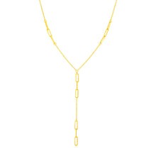 Load image into Gallery viewer, 14K Yellow Gold Lariat Necklace with Paperclip Chain Stations