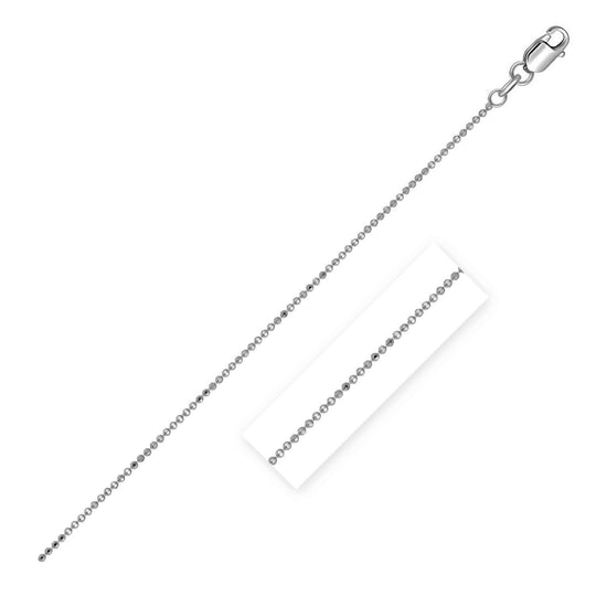 14K white gold bead chain with diamond-cut faceted beads, 1.0mm