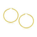 10K yellow gold polished hoop earrings, 30 mm, no stones