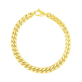 14K yellow gold Cuban link bracelet with box clasp and polished links thumbnail 1