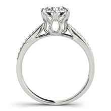 Load image into Gallery viewer, Six Prong 14k White Gold Diamond Engagement Ring with Pave Band (1 5/8 cttw)