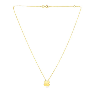 14K Yellow Gold Four Leaf Clover Necklace