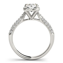 Load image into Gallery viewer, 14k White Gold Halo Graduated Pave Shank Diamond Engagement Ring (1 1/3 cttw)