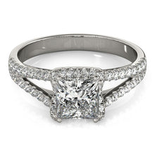 Load image into Gallery viewer, 14k White Gold Princes Cut Halo Split Shank Diamond Engagement Ring (2 cttw)