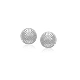 14k White Gold Textured Flat Style Stud Earrings thumbnail 1