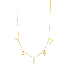 Load image into Gallery viewer, 14K Yellow Gold Necklace with Polished Charms