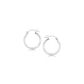 Polished sterling silver rhodium plated 15mm hoop earrings with no stones