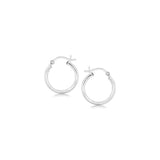 Polished sterling silver rhodium plated 15mm hoop earrings with no stones thumbnail 1