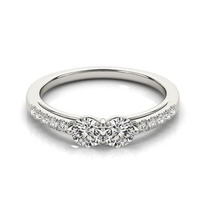 14k White Gold Two Stone Round Diamond Ring (5/8 cttw)