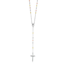 Load image into Gallery viewer, Three Toned Rosary Chain and Bead Necklace in Sterling Silver