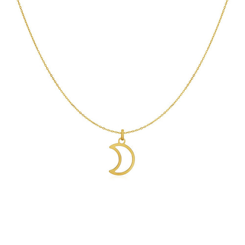 14k Yellow Gold Necklace with Moon