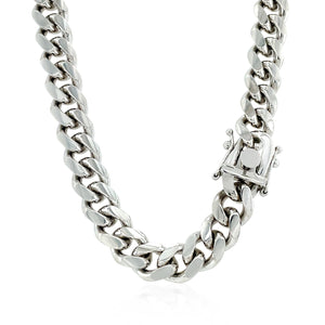 Sterling Silver Rhodium Plated Miami Cuban Chain 8.4mm