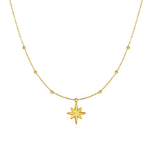 Load image into Gallery viewer, 14k Yellow Gold Necklace with Eight Pointed Star and Beads