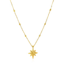 Load image into Gallery viewer, 14k Yellow Gold Necklace with Eight Pointed Star and Beads