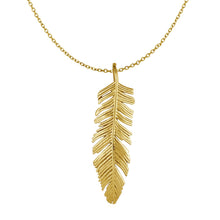 Load image into Gallery viewer, Feather Pendant in 10k Yellow Gold