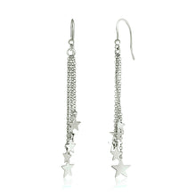 Load image into Gallery viewer, Sterling Silver Tassel Earrings with Polished Stars