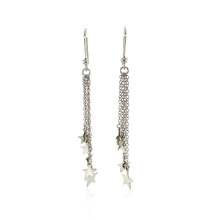 Load image into Gallery viewer, Sterling Silver Tassel Earrings with Polished Stars