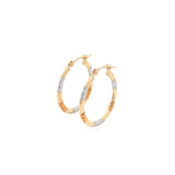 10k Tri-Color Gold Classic Hoop Earrings with Diamond Cut Details thumbnail 3