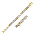 14K two-tone gold Cuban curb bracelet with diamond pave links