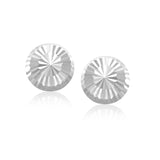 14k White Gold Diamond Cut Flat Design Stud Earrings thumbnail 1